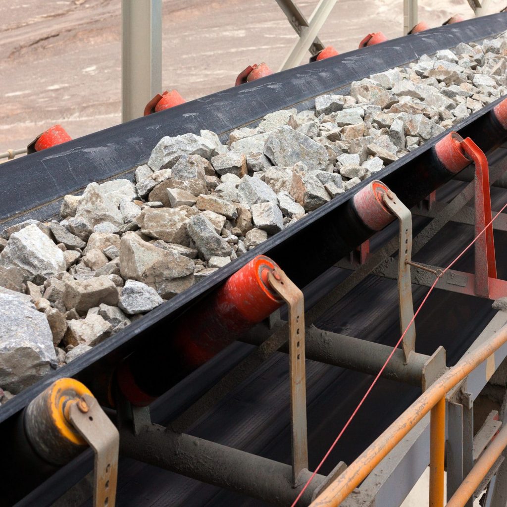 Raw Material on Conveyor Belt before being Crushed at Copper Mine in Northern Chile